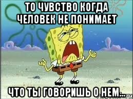 то чувство когда человек не понимает что ты говоришь о нем..., Мем Спанч Боб плачет