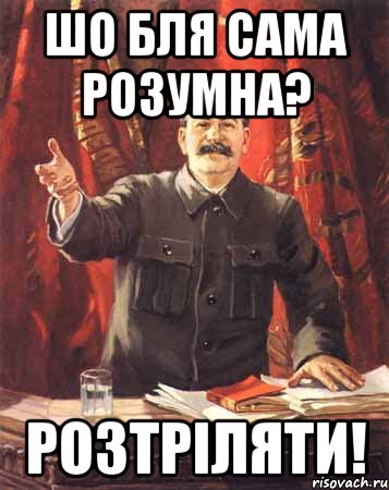 шо бля сама розумна? розтріляти!, Мем  сталин цветной