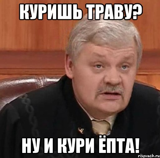 куришь траву? ну и кури ёпта!, Мем Судья