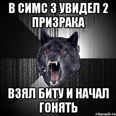 в симс 3 увидел 2 призрака взял биту и начал гонять, Мем Сумасшедший волк