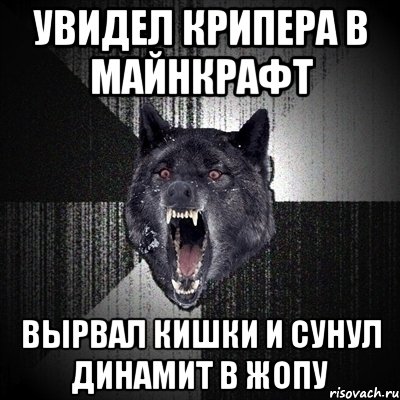 увидел крипера в майнкрафт вырвал кишки и сунул динамит в жопу, Мем Сумасшедший волк