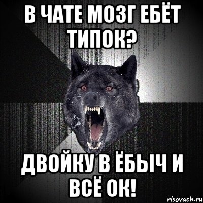 в чате мозг ебёт типок? двойку в ёбыч и всё ок!, Мем Сумасшедший волк