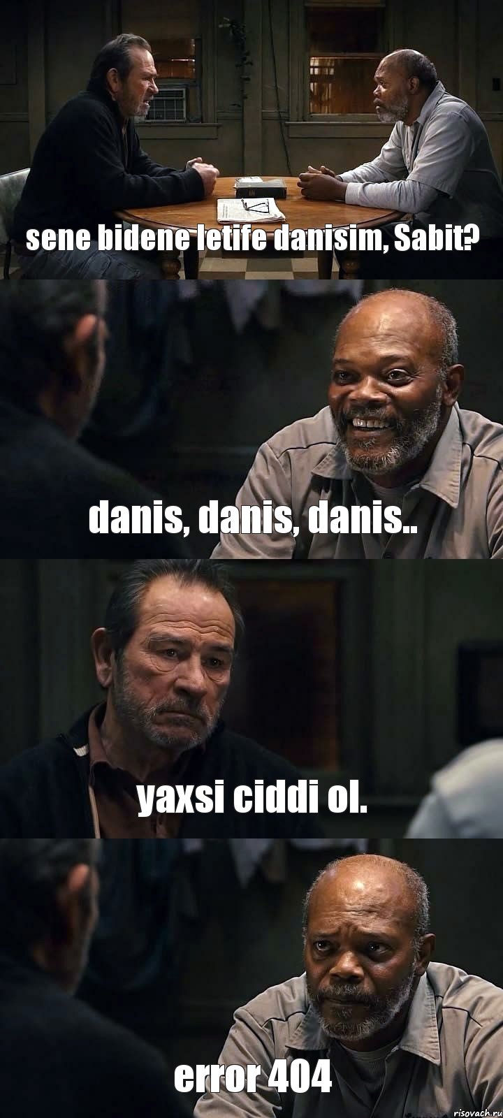 sene bidene letife danisim, Sabit? danis, danis, danis.. yaxsi ciddi ol. error 404, Комикс The Sunset Limited