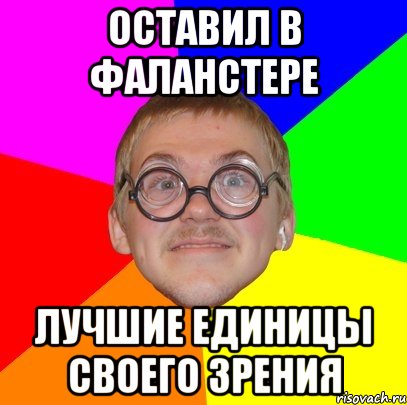 оставил в фаланстере лучшие единицы своего зрения, Мем Типичный ботан