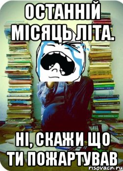 останній місяць літа. ні, скажи що ти пожартував, Мем Типовий десятикласник