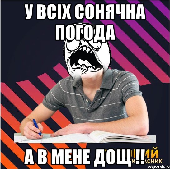 у всіх сонячна погода а в мене дощ !!, Мем Типовий одинадцятикласник