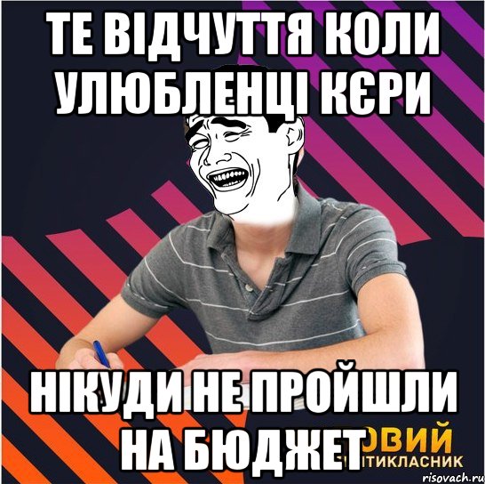 те відчуття коли улюбленці кєри нікуди не пройшли на бюджет, Мем Типовий одинадцятикласник