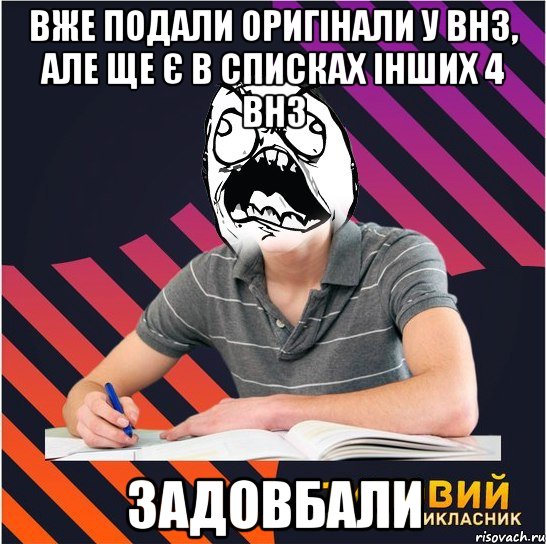 вже подали оригінали у внз, але ще є в списках інших 4 внз задовбали, Мем Типовий одинадцятикласник