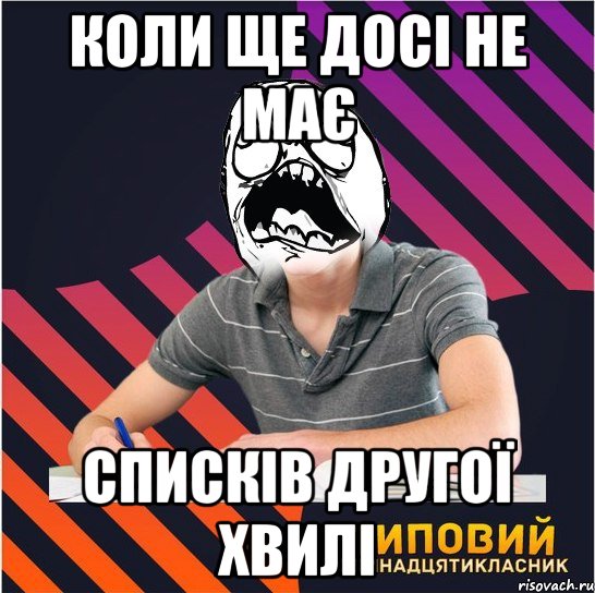 коли ще досі не має списків другої хвилі, Мем Типовий одинадцятикласник