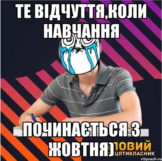 те відчуття,коли навчання починається з жовтня), Мем Типовий одинадцятикласник