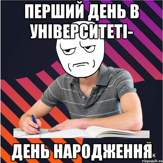 перший день в університеті- день народження, Мем Типовий одинадцятикласник