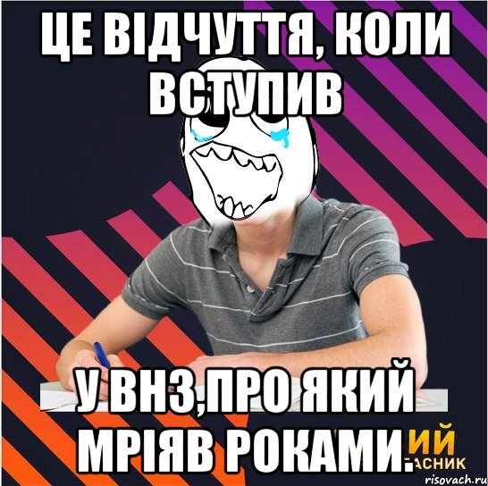 це відчуття, коли вступив у внз,про який мріяв роками., Мем Типовий одинадцятикласник