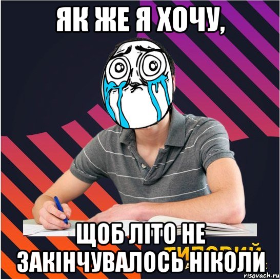 як же я хочу, щоб літо не закінчувалось ніколи, Мем Типовий одинадцятикласник