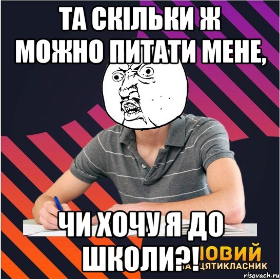 та скільки ж можно питати мене, чи хочу я до школи?!, Мем Типовий одинадцятикласник