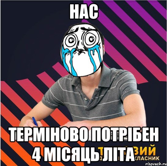 нас терміново потрібен 4 місяць літа, Мем Типовий одинадцятикласник