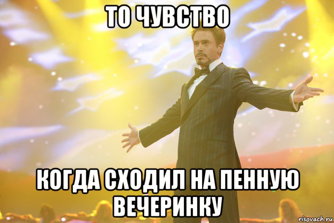 то чувство когда сходил на пенную вечеринку, Мем Тони Старк (Роберт Дауни младший)