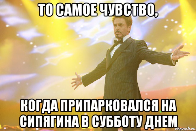 то самое чувство, когда припарковался на сипягина в субботу днем, Мем Тони Старк (Роберт Дауни младший)