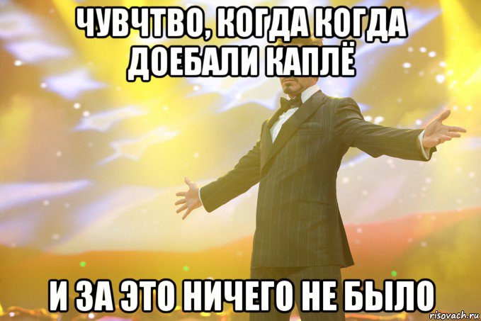 чувчтво, когда когда доебали каплё и за это ничего не было, Мем Тони Старк (Роберт Дауни младший)