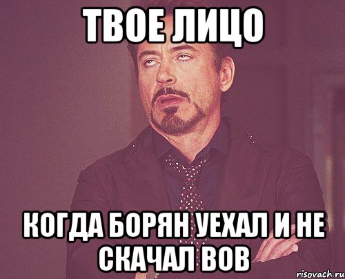 твое лицо когда борян уехал и не скачал вов, Мем твое выражение лица