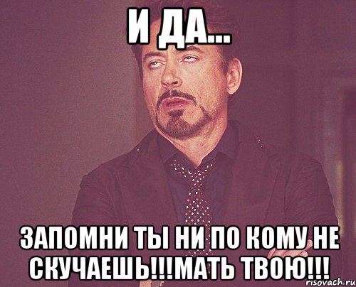 и да... запомни ты ни по кому не скучаешь!!!мать твою!!!, Мем твое выражение лица