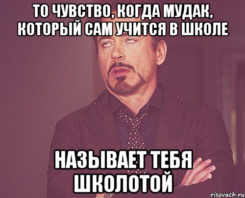 то чувство, когда мудак, который сам учится в школе называет тебя школотой, Мем твое выражение лица