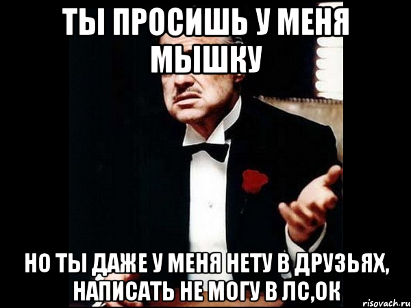 ты просишь у меня мышку но ты даже у меня нету в друзьях, написать не могу в лс,ок, Мем ты делаешь это без уважения