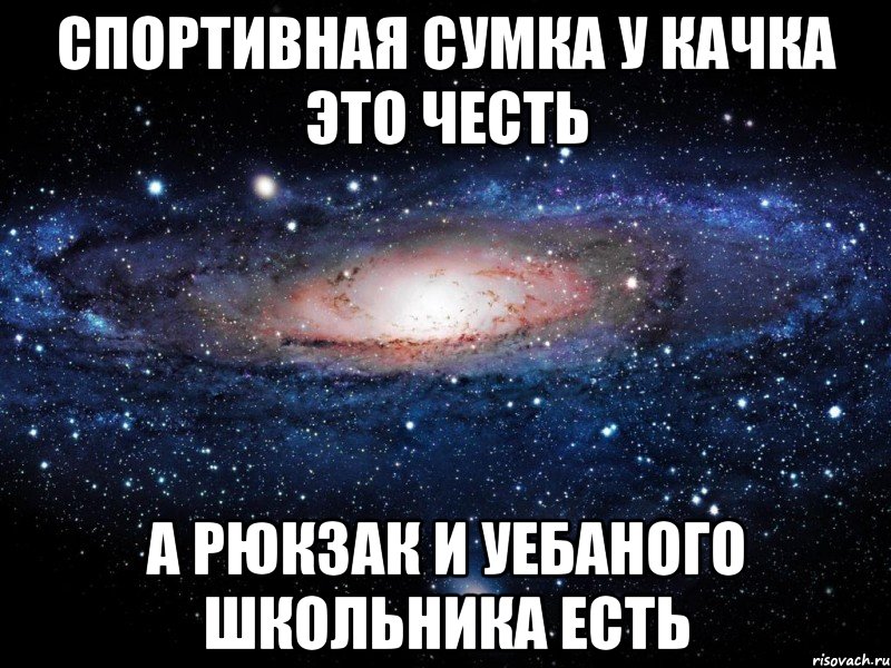 спортивная сумка у качка это честь а рюкзак и уебаного школьника есть, Мем Вселенная