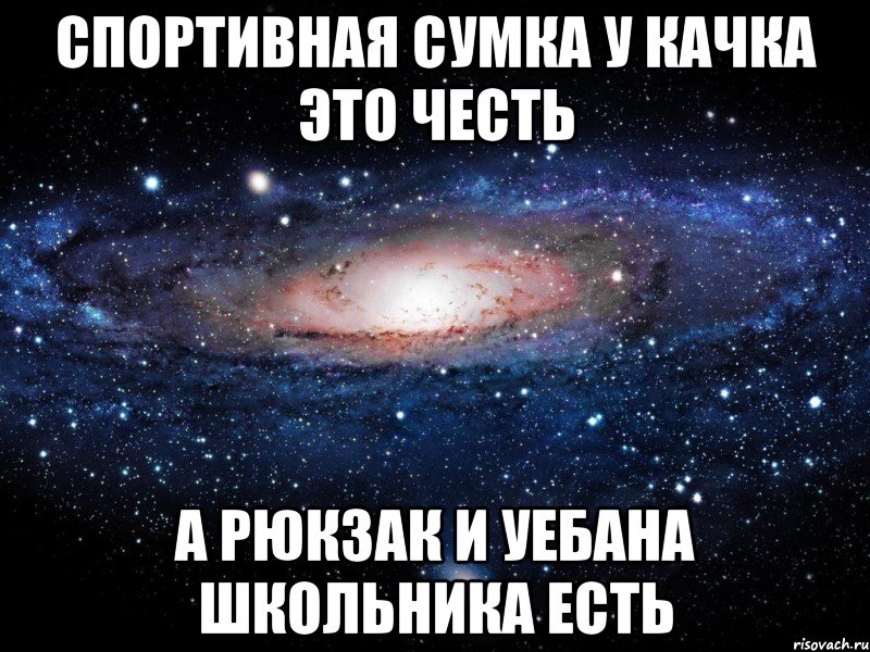 спортивная сумка у качка это честь а рюкзак и уебана школьника есть, Мем Вселенная