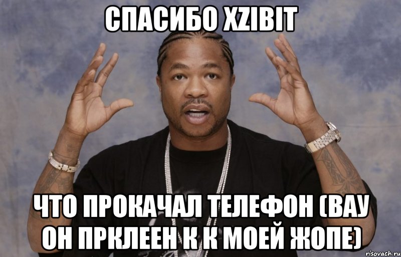 спасибо xzibit что прокачал телефон (вау он прклеен к к моей жопе), Мем Xzibit