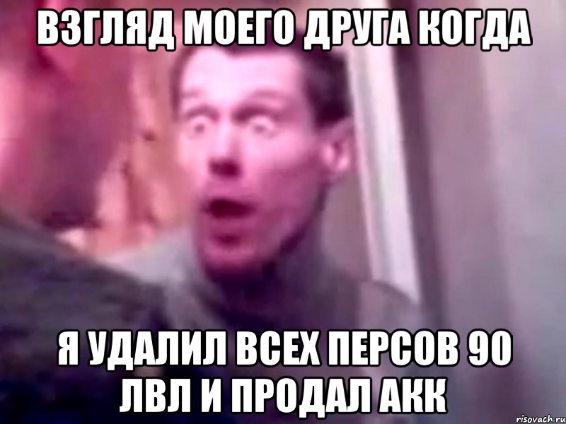 взгляд моего друга когда я удалил всех персов 90 лвл и продал акк, Мем Запили