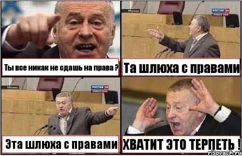 Ты все никак не сдашь на права ? Та шлюха с правами Эта шлюха с правами ХВАТИТ ЭТО ТЕРПЕТЬ !, Комикс жиреновский