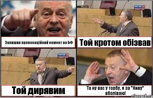 Залишив провокацiйний комент на БФ Той кротом обiзвав Той дирявим Та ну вас у торбу, я за "Ниву" вболiваю!, Комикс жиреновский