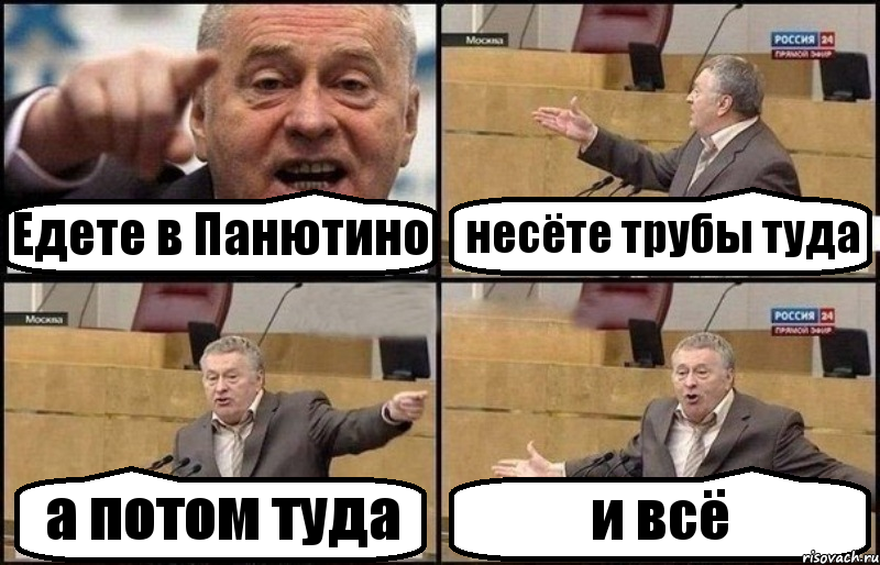 Едете в Панютино несёте трубы туда а потом туда и всё, Комикс Жириновский