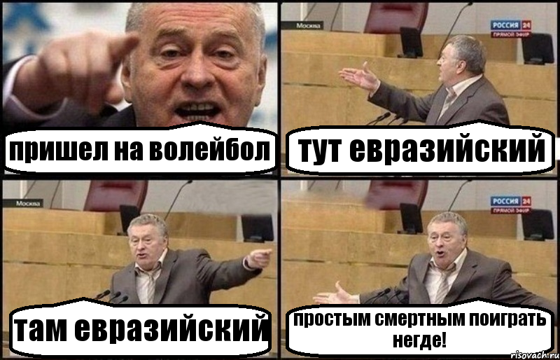 пришел на волейбол тут евразийский там евразийский простым смертным поиграть негде!, Комикс Жириновский