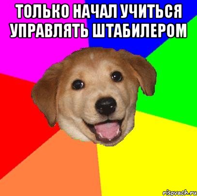 только начал учиться управлять штабилером , Мем Advice Dog