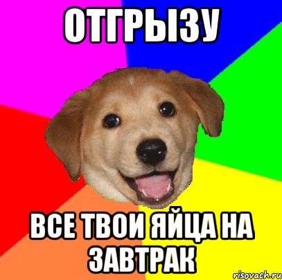 отгрызу все твои яйца на завтрак, Мем Advice Dog