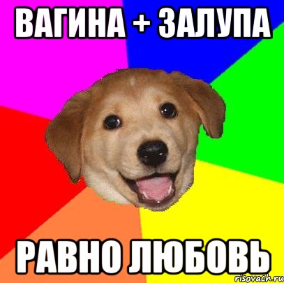 вагина + залупа равно любовь, Мем Advice Dog