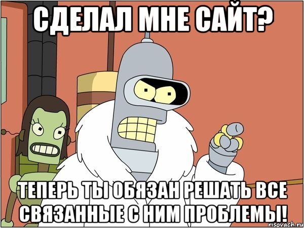 сделал мне сайт? теперь ты обязан решать все связанные с ним проблемы!, Мем Бендер