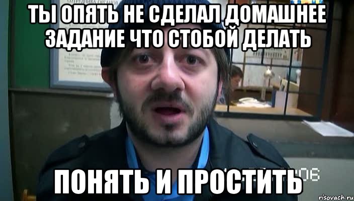 ты опять не сделал домашнее задание что стобой делать понять и простить, Мем Бородач