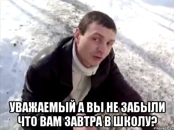  уважаемый а вы не забыли что вам завтра в школу?