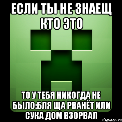 если ты не знаещ кто это то у тебя никогда не было:бля ща рванёт или сука дом взорвал, Мем Creeper