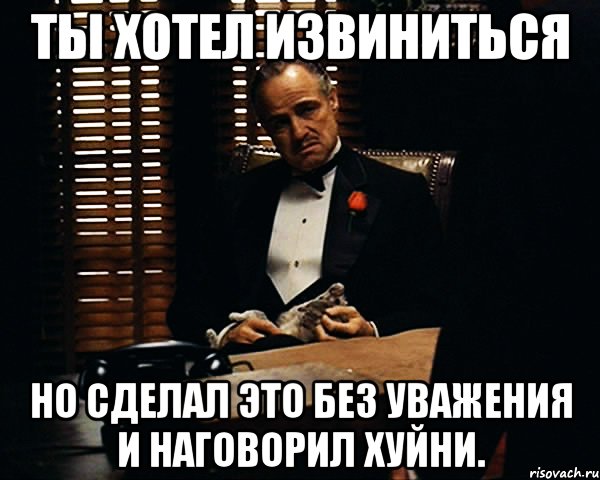 ты хотел извиниться но сделал это без уважения и наговорил хуйни., Мем Дон Вито Корлеоне