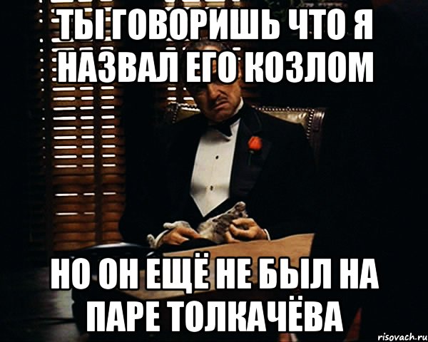 ты говоришь что я назвал его козлом но он ещё не был на паре толкачёва, Мем Дон Вито Корлеоне