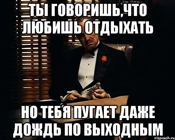 ты говоришь,что любишь отдыхать но тебя пугает даже дождь по выходным, Мем Дон Вито Корлеоне