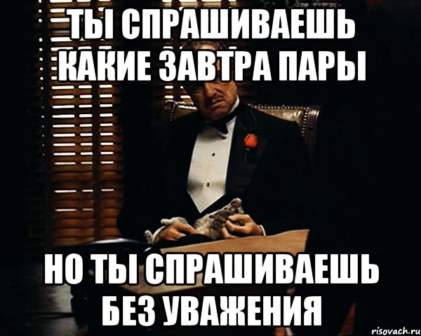 ты спрашиваешь какие завтра пары но ты спрашиваешь без уважения, Мем Дон Вито Корлеоне