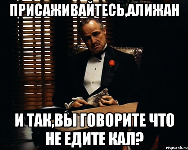 присаживайтесь,алижан и так,вы говорите что не едите кал?, Мем Дон Вито Корлеоне