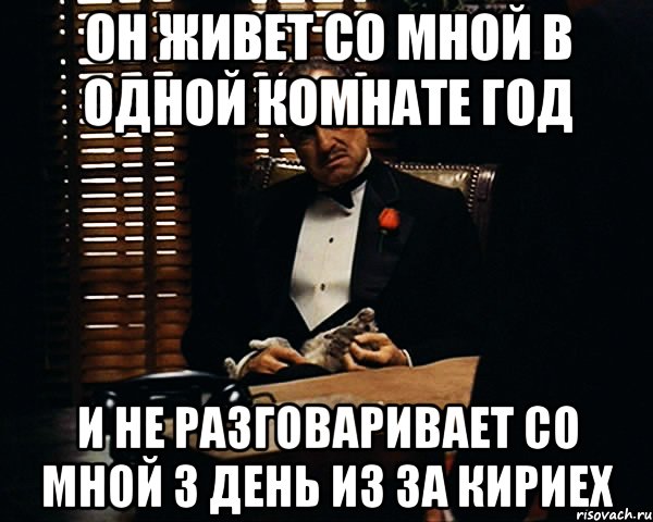 он живет со мной в одной комнате год и не разговаривает со мной 3 день из за кириех, Мем Дон Вито Корлеоне