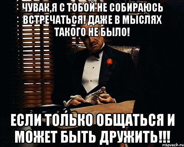 чувак,я с тобой не собираюсь встречаться! даже в мыслях такого не было! если только общаться и может быть дружить!!!, Мем Дон Вито Корлеоне