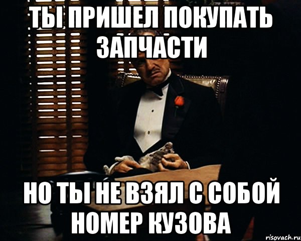 ты пришел покупать запчасти но ты не взял с собой номер кузова, Мем Дон Вито Корлеоне