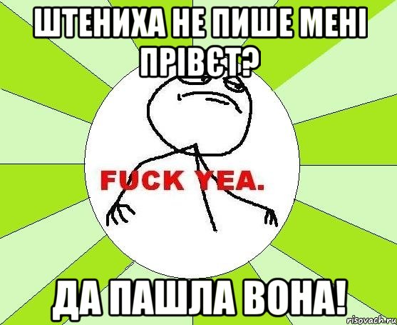 штениха не пише мені прівєт? да пашла вона!, Мем фак е